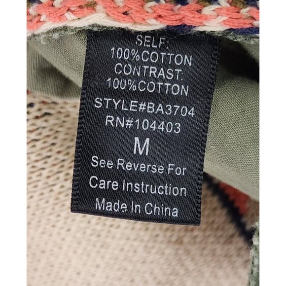 Blue Pepper Vest Womens Medium Green Cinched Southwestern Aztec Cargo Sweater - Picture 11 of 12